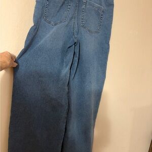 Rewash American Original Wide Leg Knit Denim Jeans Elastic Waist Blue